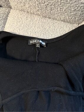 Fashion Nova Black Ribbed Bodysuit